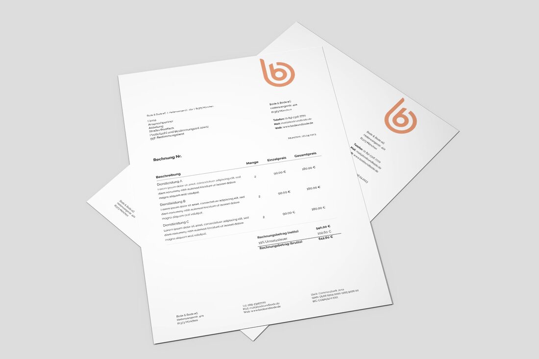 Professionelles Briefkopf Design mit Rechnungsvorlage